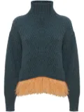 La DoubleJ high-neck feather-trim jumper - Green