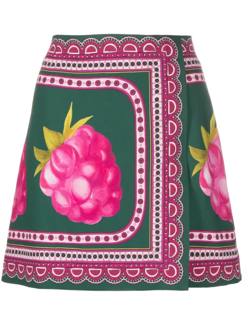 La DoubleJ graphic-print wrap miniskirt