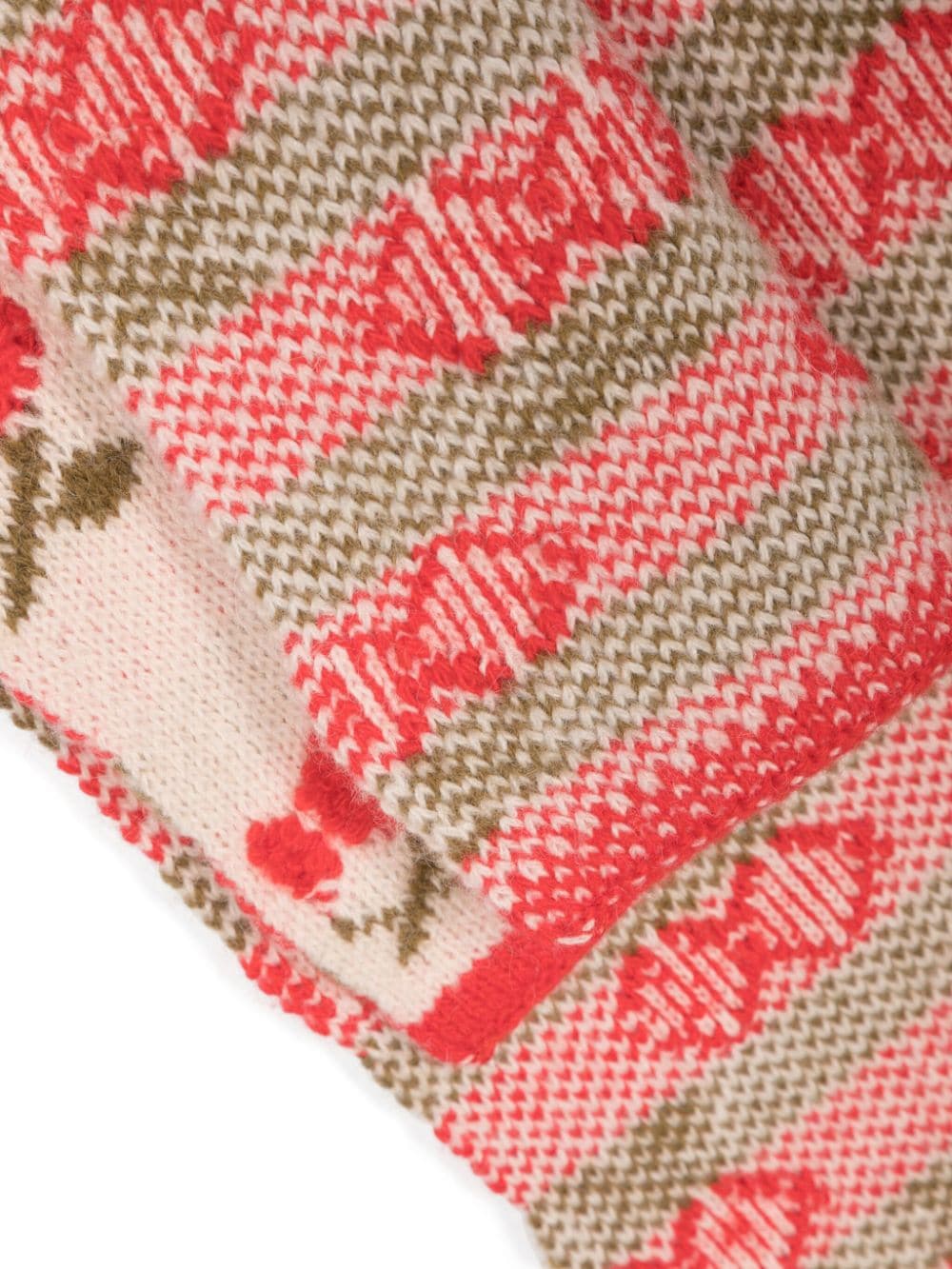 Shop La Doublej Cherry-intarsia Knitted Scarf In Neutrals