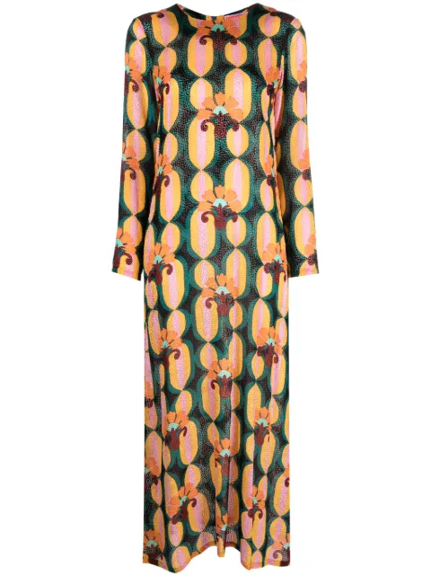 La DoubleJ Swing geometric-print midi dress