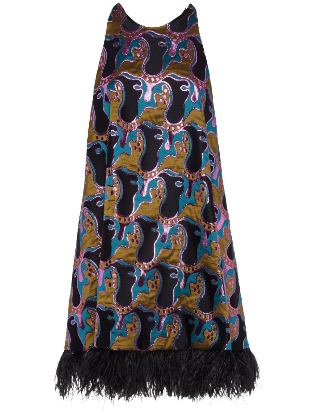 La Fenice patterned-jacquard minidress