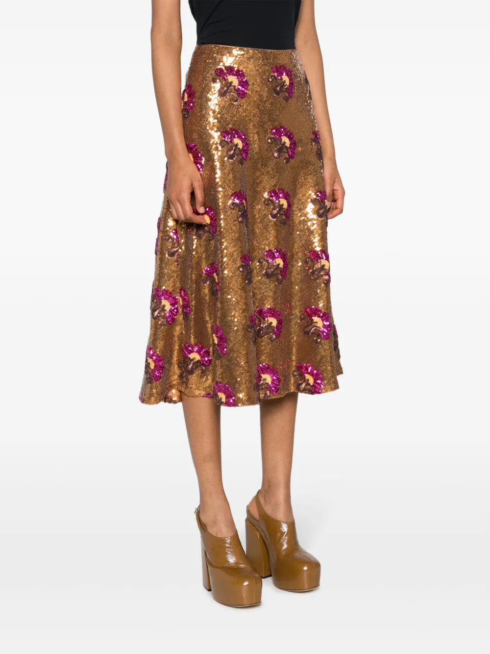La DoubleJ Holly sequin-embellished skirt Goud