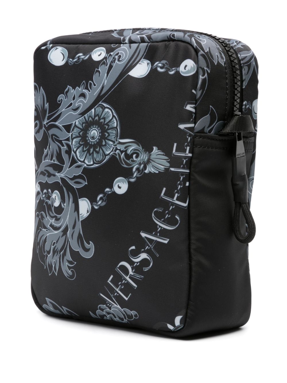 Shop Versace Jeans Couture Baroque-pattern Print Shoulder Bag In Black