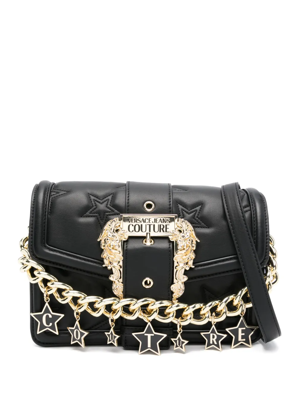 Versace Jeans Couture Logo-plaque Embellished Crossbody Bag In Black