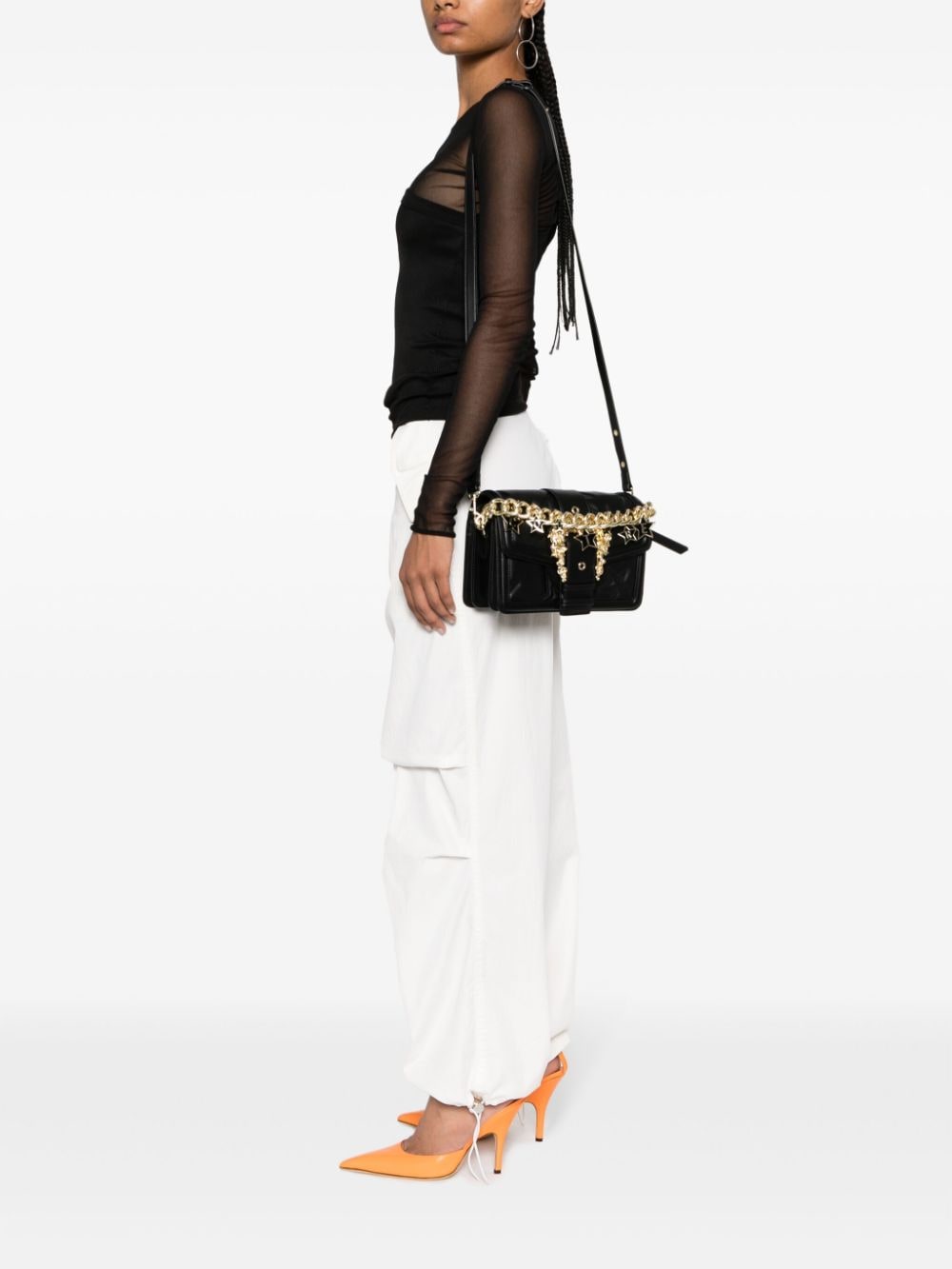 Shop Versace Jeans Couture Logo-plaque Embellished Crossbody Bag In Black