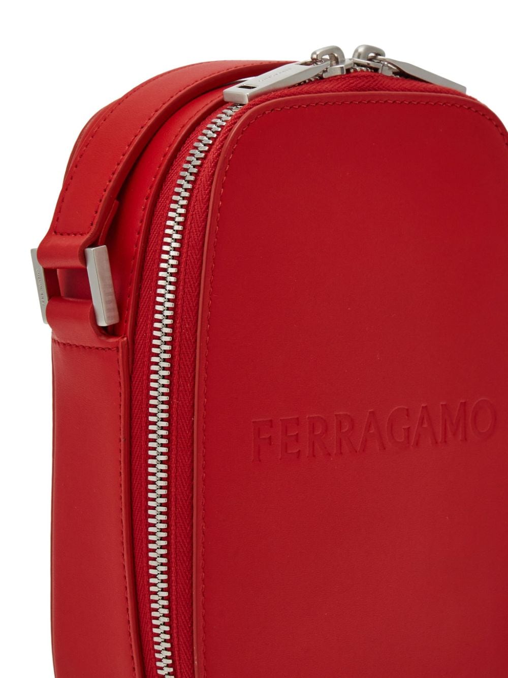 Shop Ferragamo Logo-debossed Leather Shoulder Bag In Rot