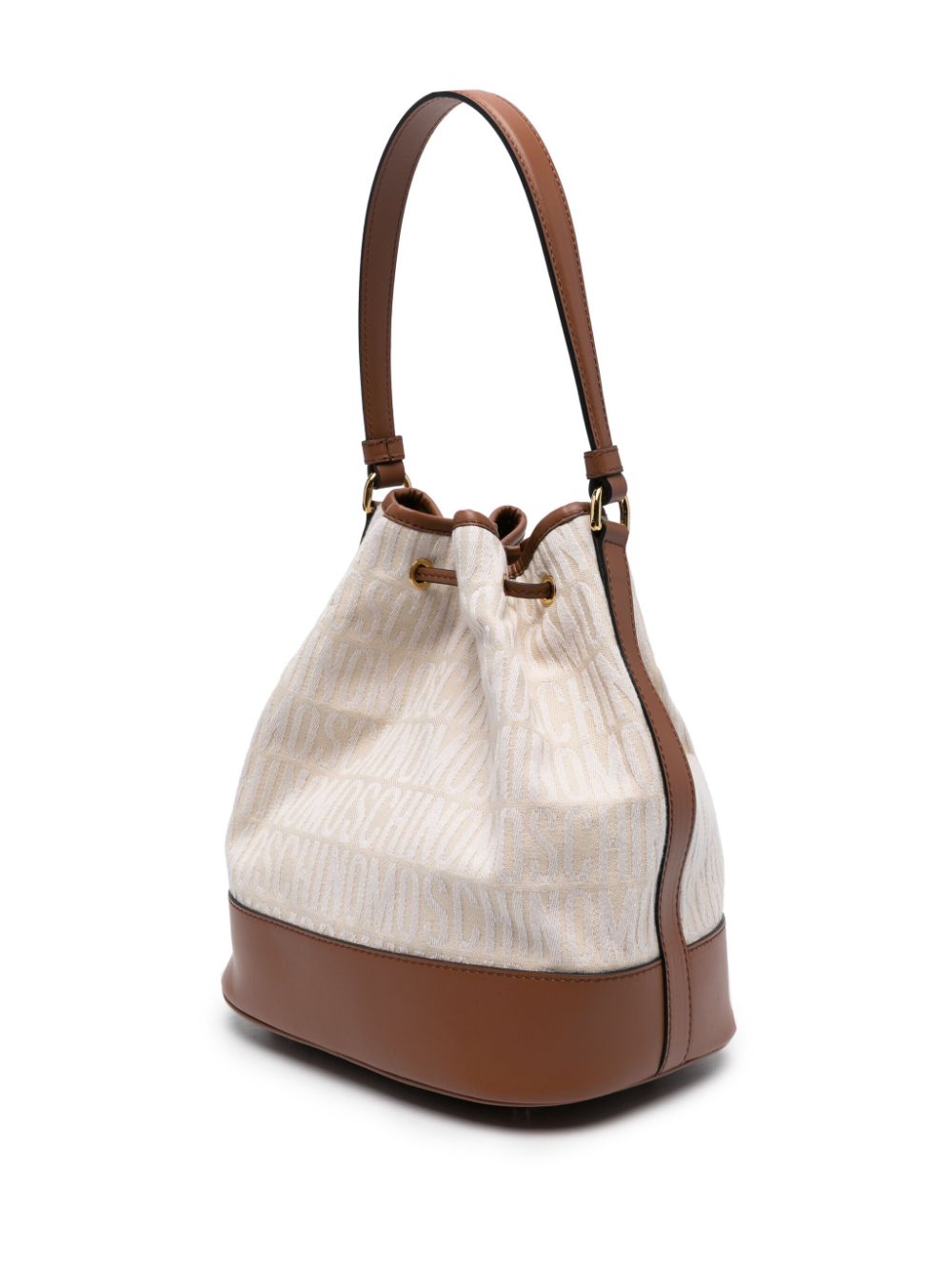 Shop Moschino Monogram-jacquard Bucket Bag In Neutrals
