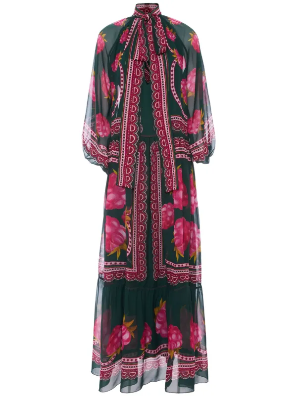 La DoubleJ Athena graphic-print Silk Dress | Green | FARFETCH GE