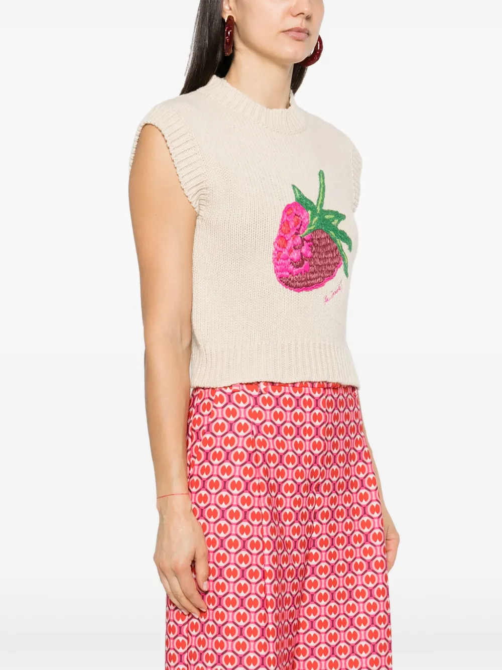 La DoubleJ Gilet Lampone con ricamo | Top | Image 3