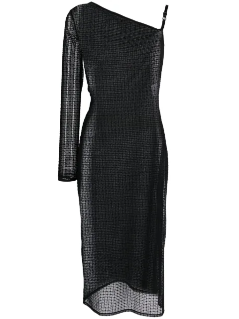 Courrèges asymmetric semi-sheer midi dress