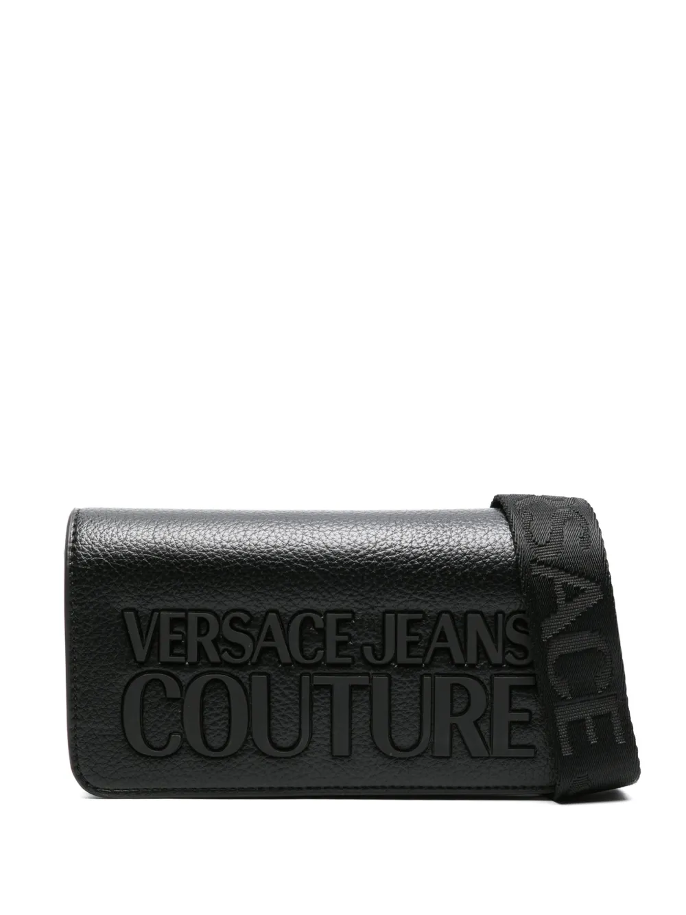 Versace Jeans Couture logo-embellished Pebbled Clutch Bag | Black ...