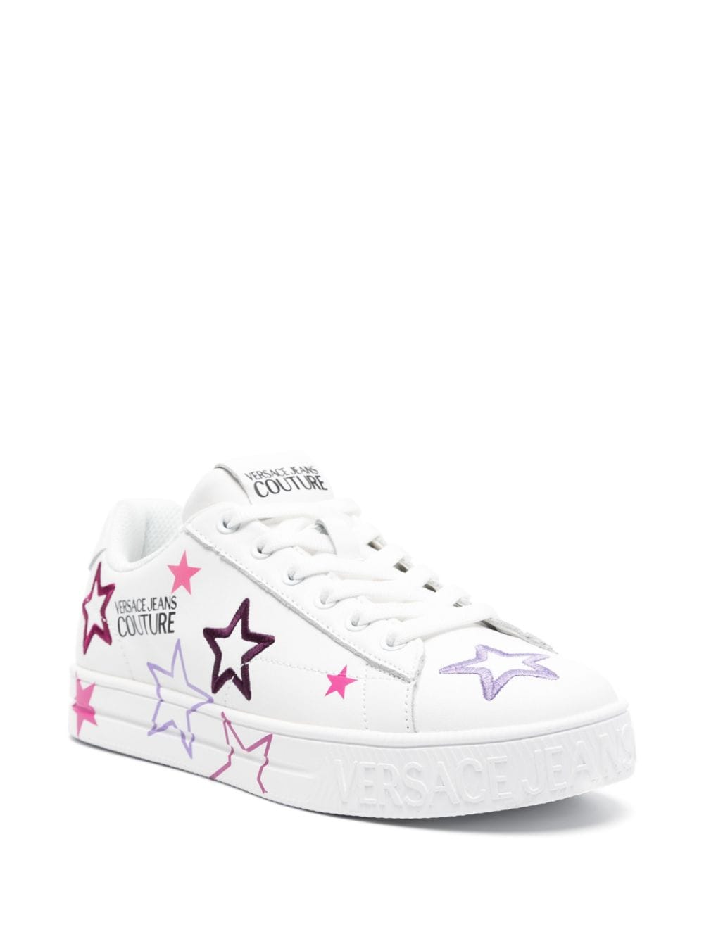 Versace Jeans Couture star-motif leather sneakers - Wit