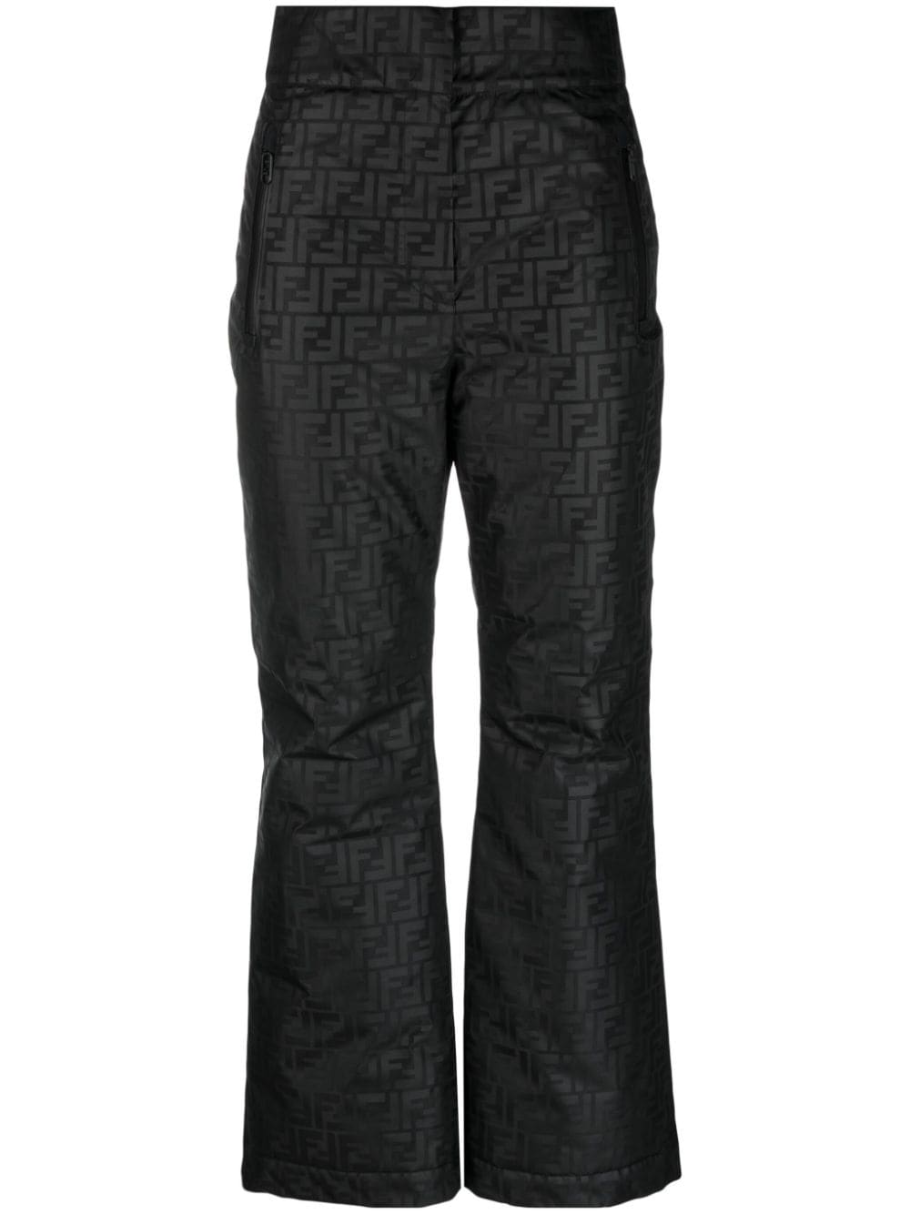Shop Fendi Ff Logo-print Straight-leg Ski Trousers In Black