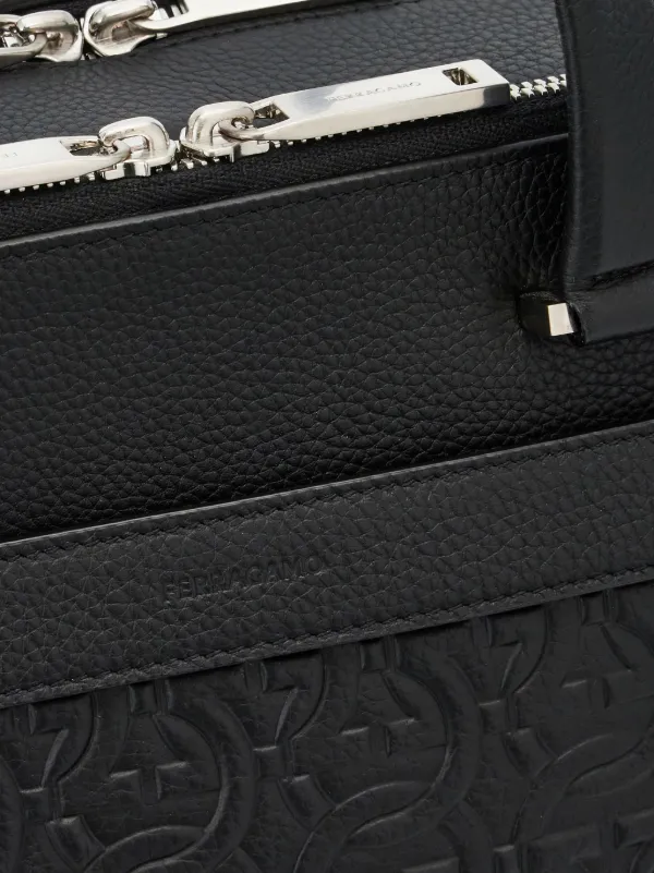 Ferragamo Gancini Leather Briefcase | Black | FARFETCH