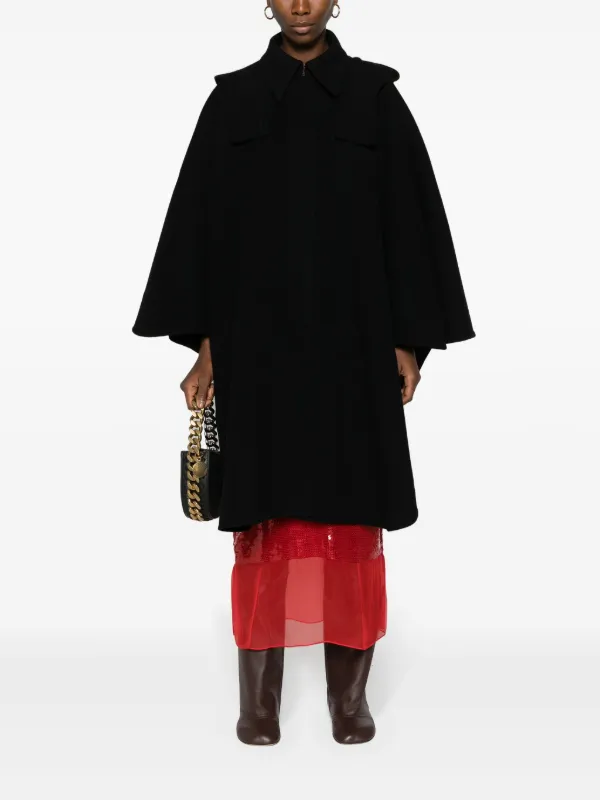 Chloé wool-blend Hooded Cape | Black | FARFETCH
