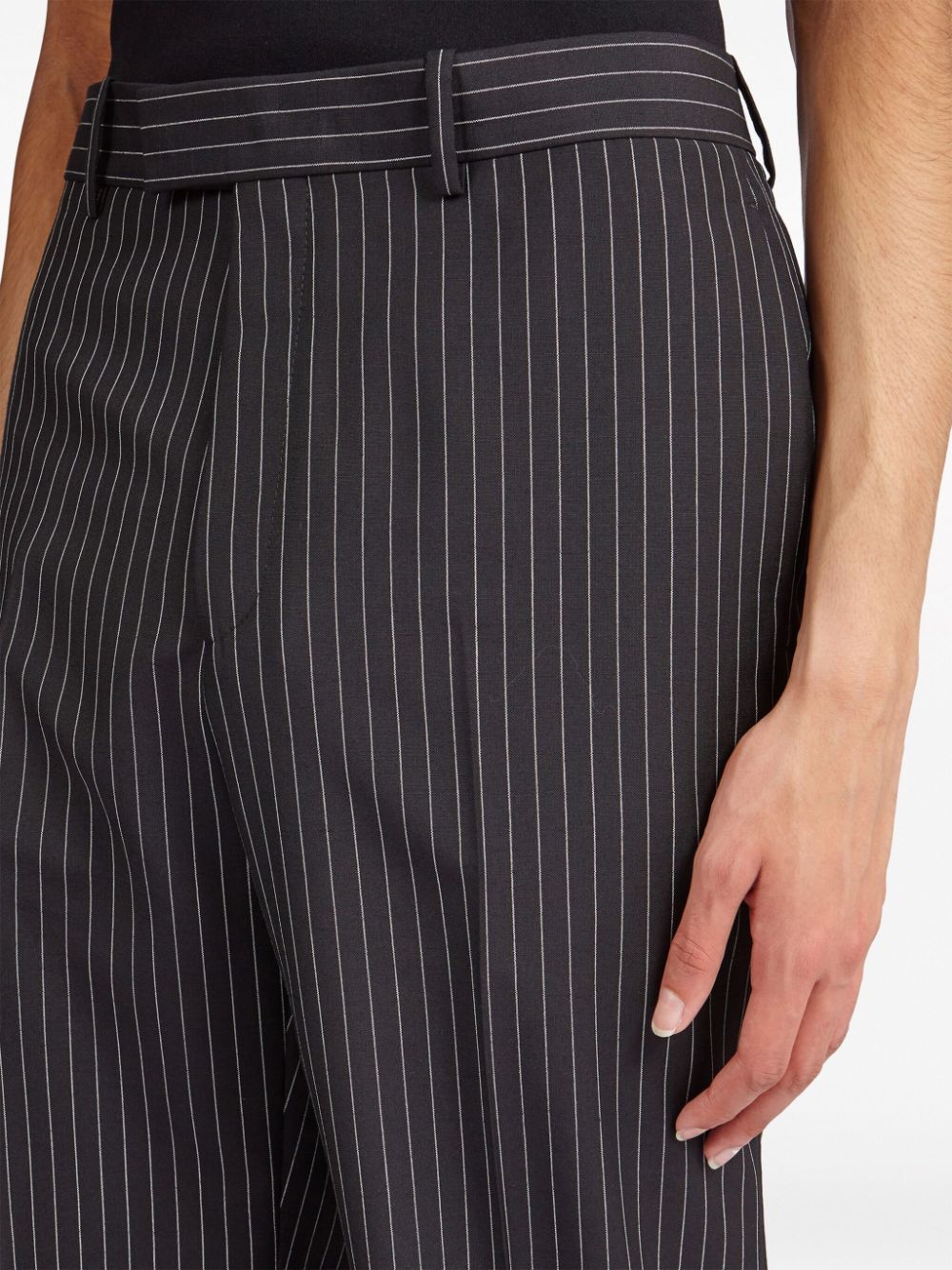 Shop Ferragamo Striped Tailored Trousers In Black