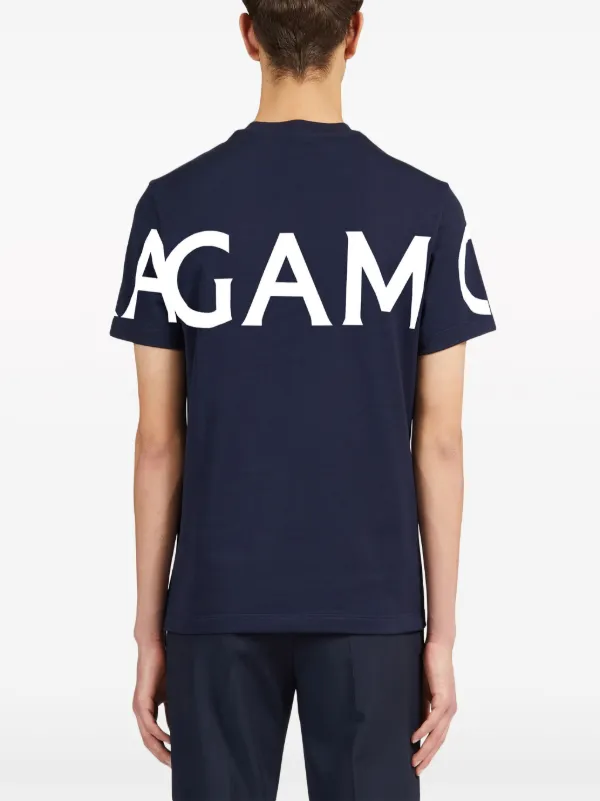 Ferragamo logo-print Cotton T-shirt | Blue | FARFETCH TR