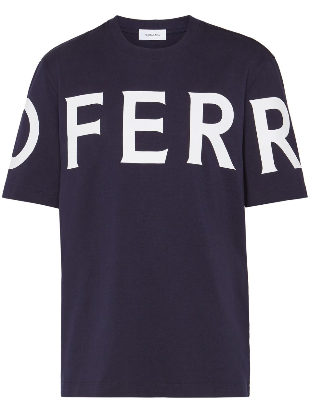 Shop Ferragamo Logo-print Cotton T-shirt In Blue