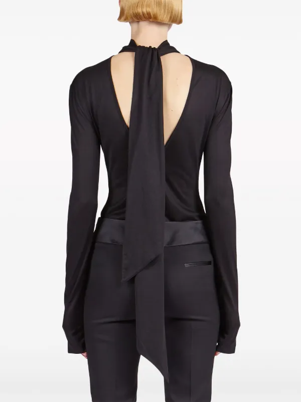 Ferragamo V-back silk-blend Top | Black | FARFETCH ZA