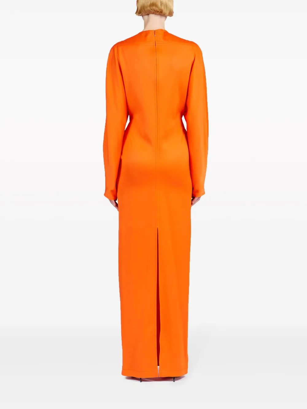 Ferragamo V-neck Long-sleeve Maxi Dress In Orange