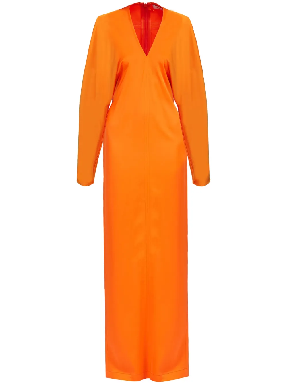 Ferragamo V-neck Long-sleeve Maxi Dress In Orange