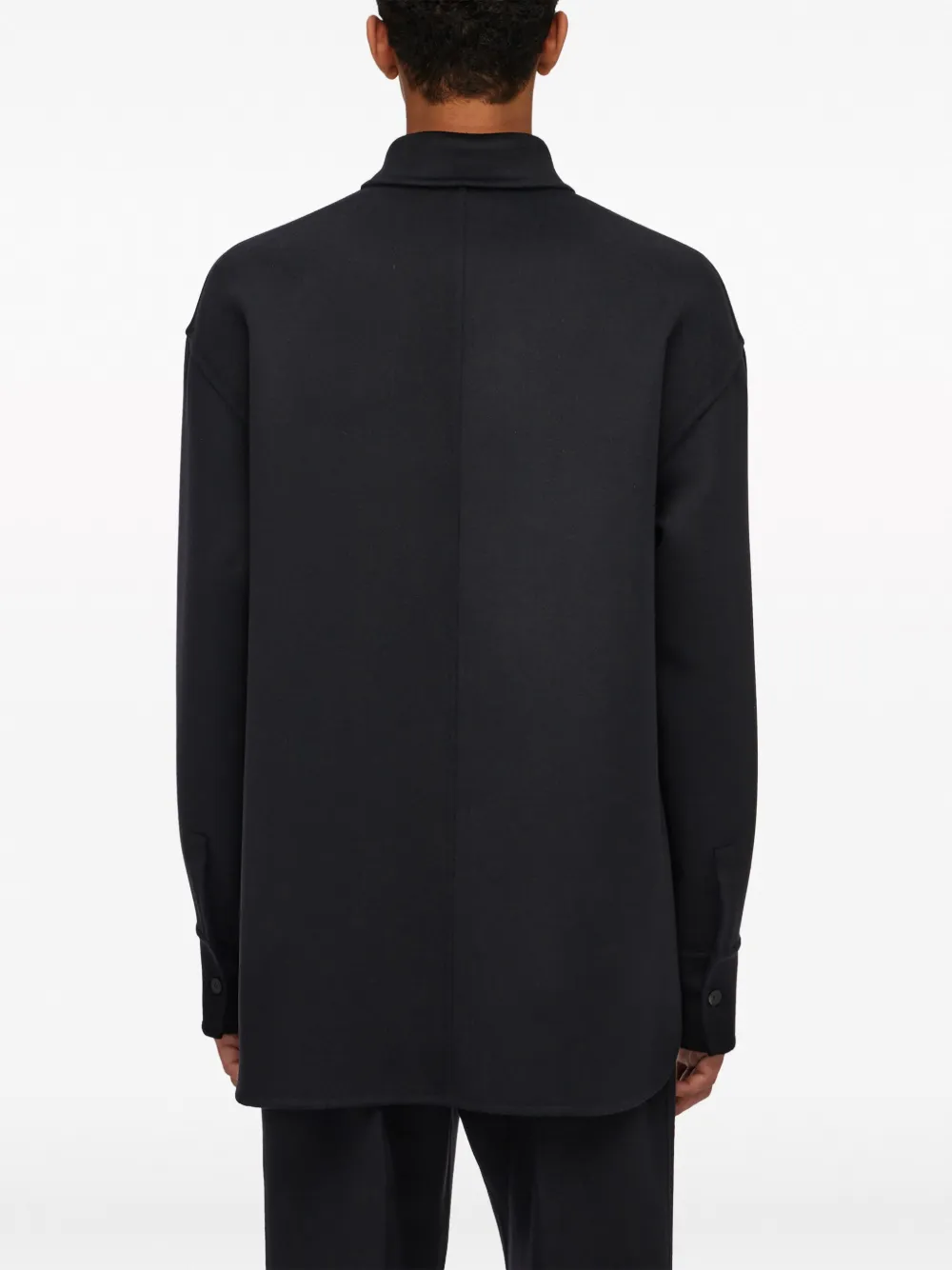 Shop Ferragamo Chest-pocket Long-sleeve Shirt Jacket In Black