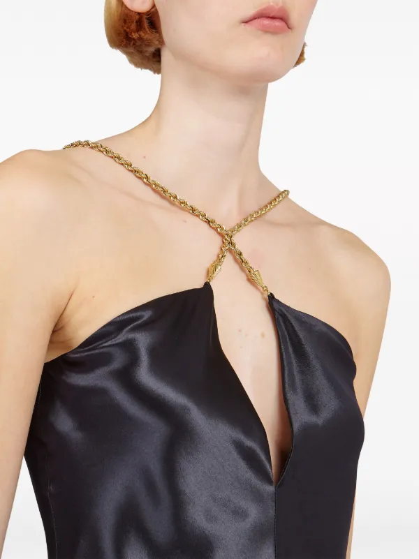 トップス salvatoreFerragamo Ferragamo twisted-strap Satin Top | Black | FARFETCH CA