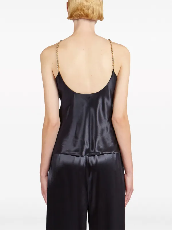 トップス salvatoreFerragamo Ferragamo twisted-strap Satin Top | Black | FARFETCH CA