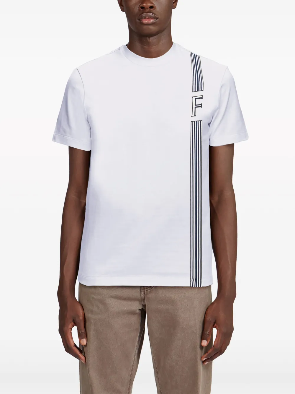 Shop Ferragamo Stripe-print Cotton T-shirt In White