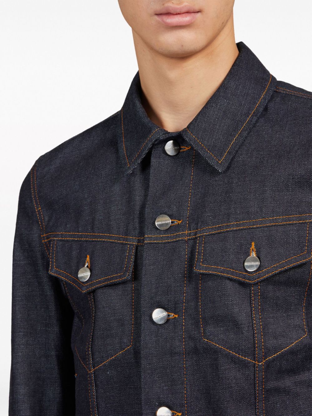 Shop Ferragamo Logo-buttons Cotton Denim Jacket In Black