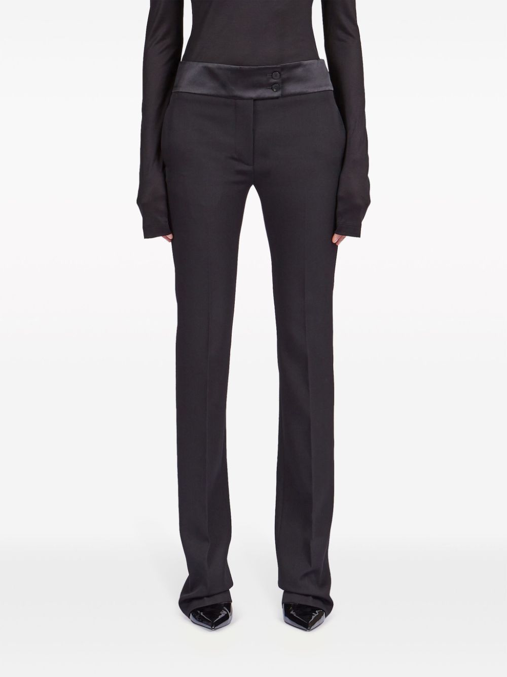 Shop Ferragamo Tuxedo Straight-leg Tailored Trousers In Black