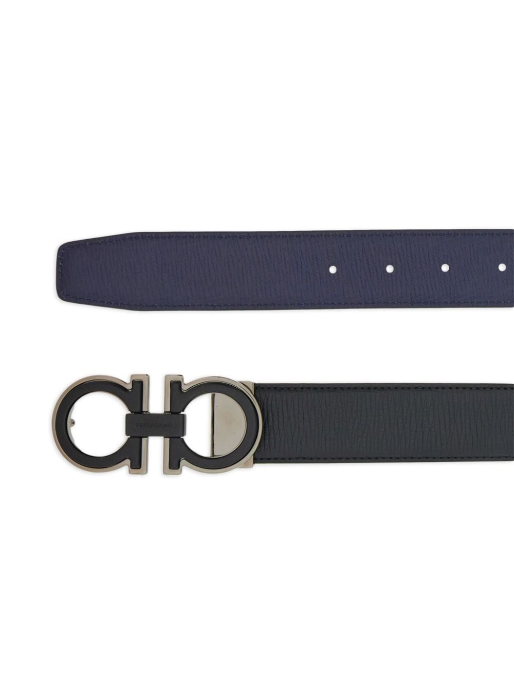 Ferragamo Gancini buckle reversible leather belt - Blauw