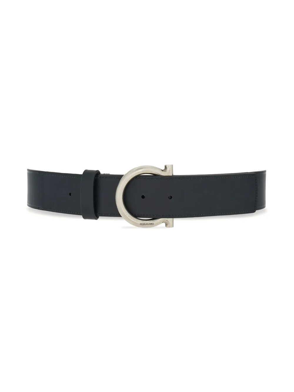 Ferragamo Gancini-buckle Leather Belt In Black