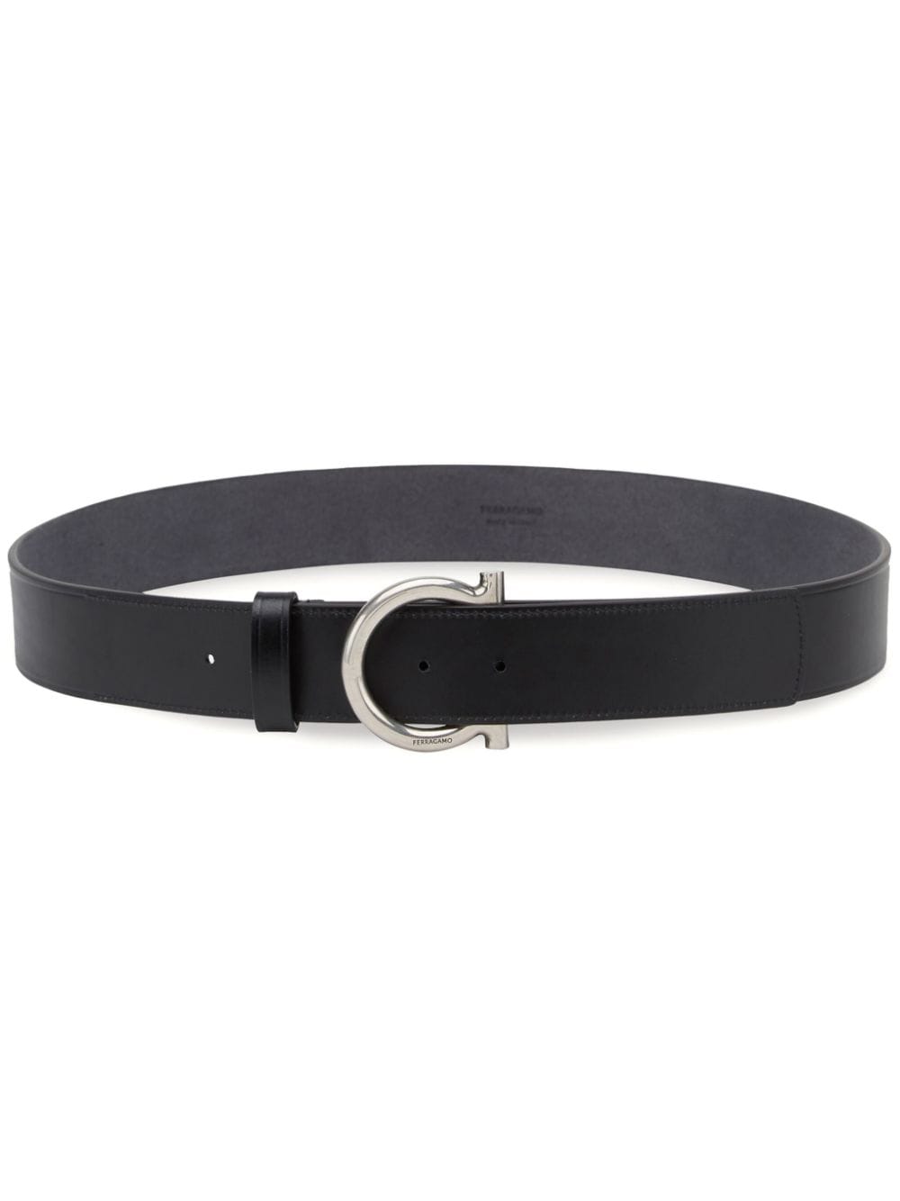 Ferragamo Gancini-buckle Leather Belt In Black