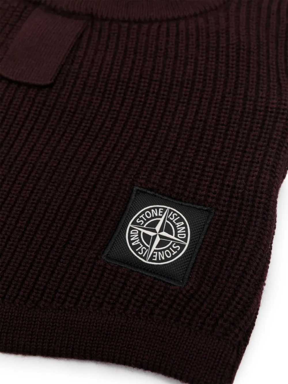 Stone Island logo-appliqué virgin-wool balaclava - Rood