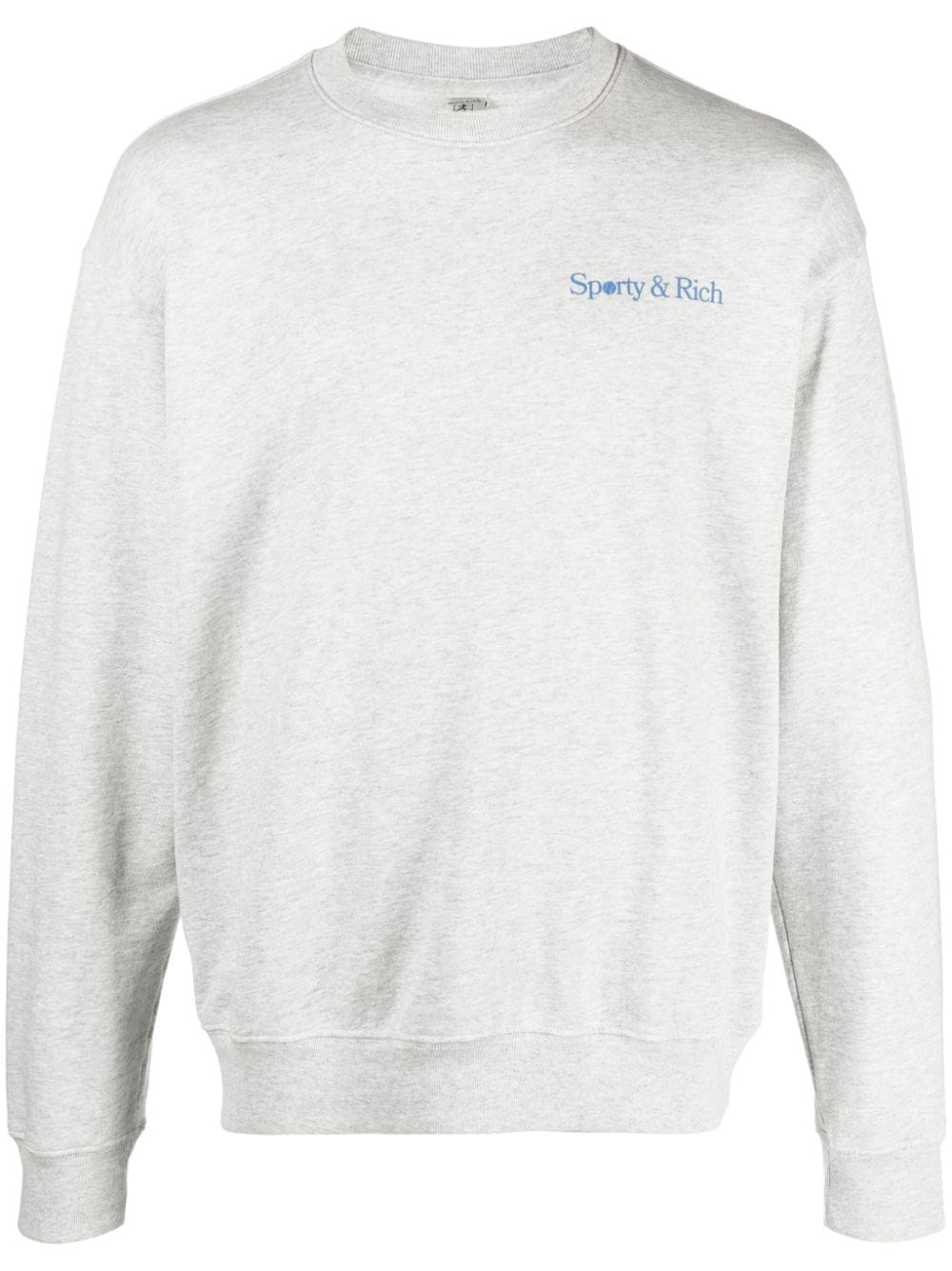 Sporty And Rich Logo-print Mélange Sweatshirt In Grey