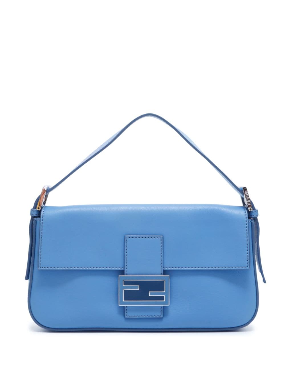 Pre-owned Fendi Baguette Leather Shoulder Bag In Blue