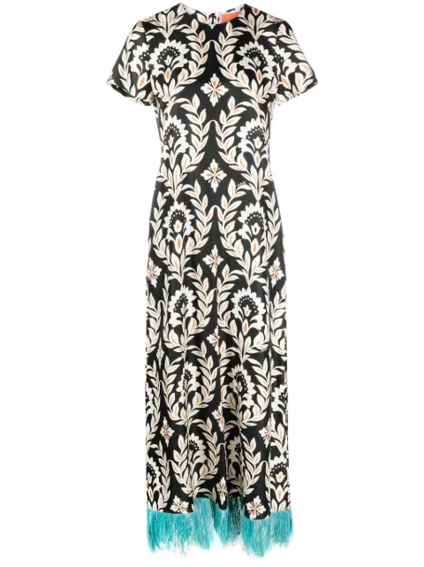 La DoubleJ Swing feather-trim dress