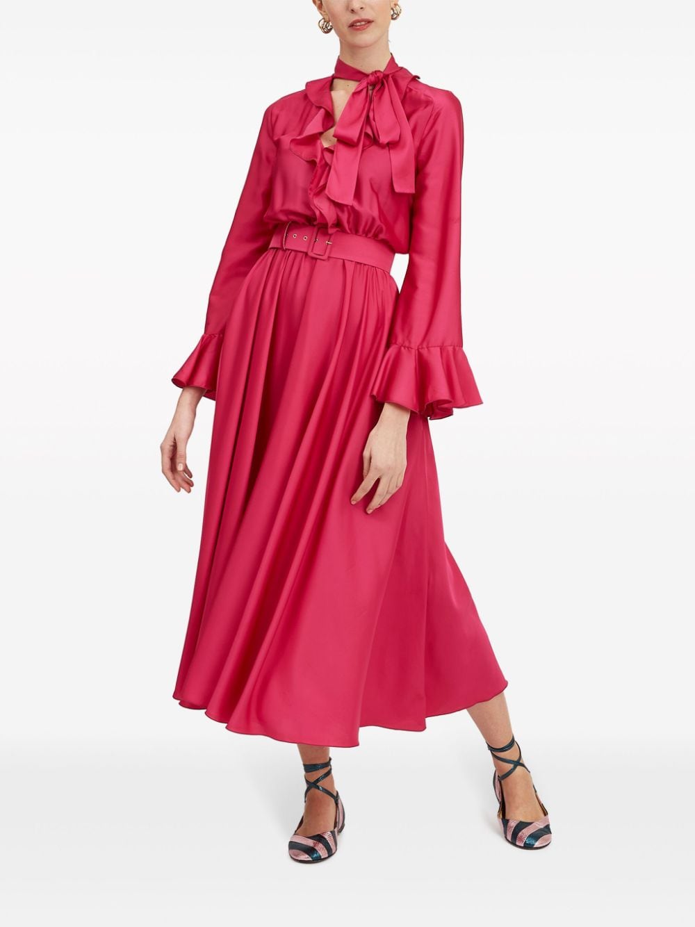 La DoubleJ Midi-jurk met ruche Roze