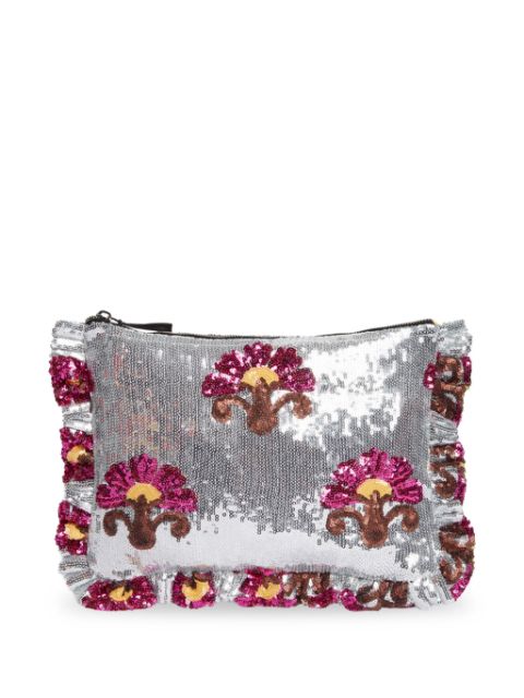 La DoubleJ sequin-embellished zipped clutch bag