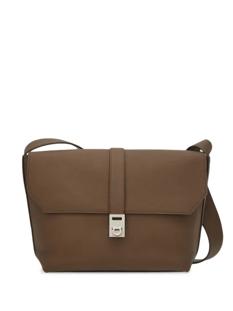 Ferragamo Gancini-plaque leather messenger bag