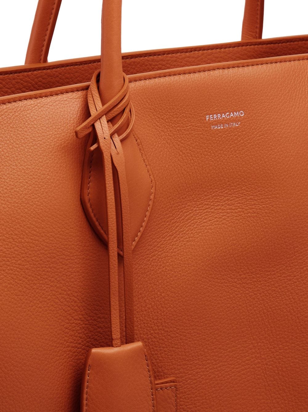 Shop Ferragamo Logo-print Leather Tote Bag In Brown