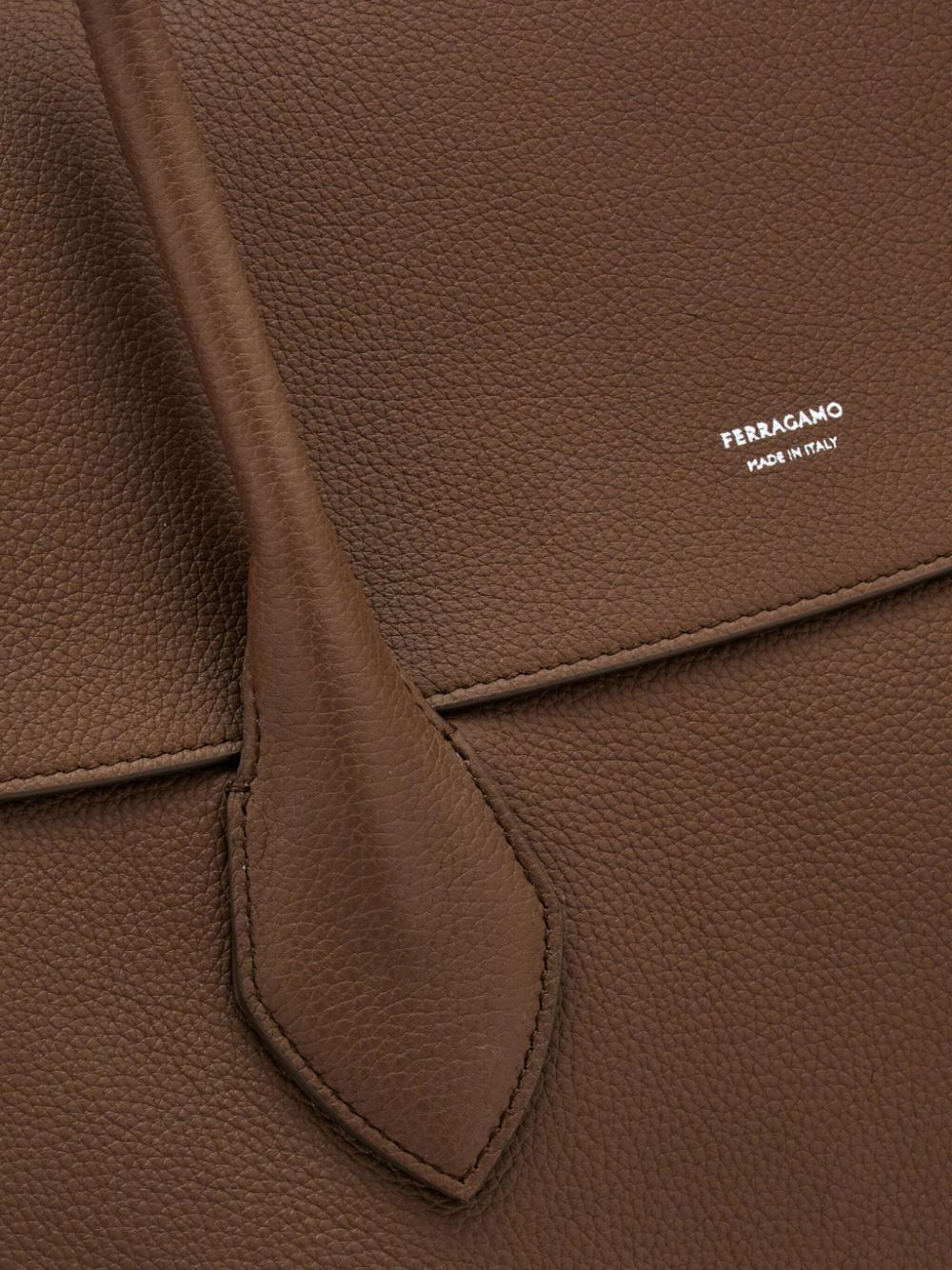 Shop Ferragamo Large Leather Tote Bag In Brown