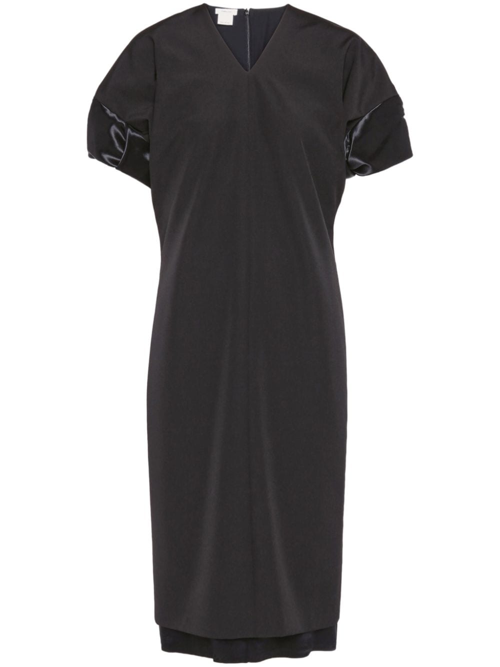Ferragamo V-neck Puff-sleeve Dress In Black