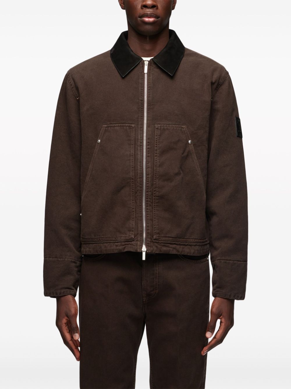 Shop Ferragamo Classic-collar Zipped Bomber Jacket In 褐色