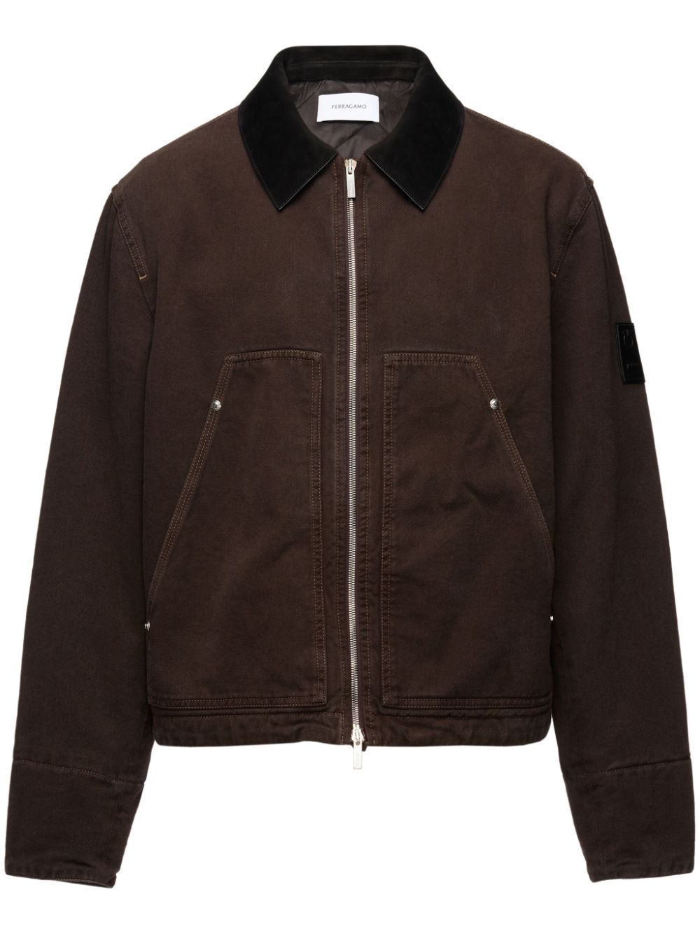 Shop Ferragamo Classic-collar Zipped Bomber Jacket In 褐色