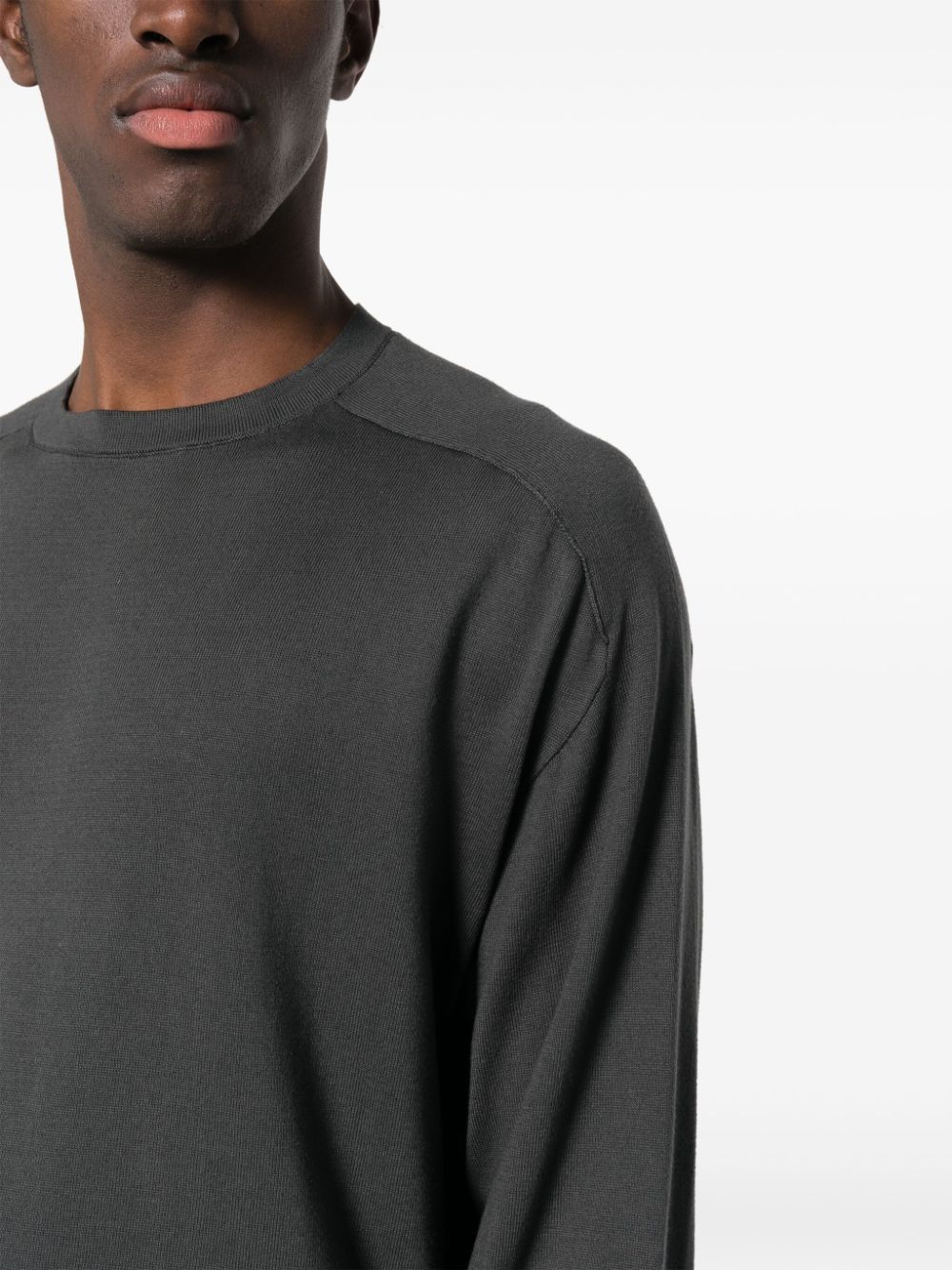 Shop Transit Crew-neck Cotton-blend Jumper In Grey