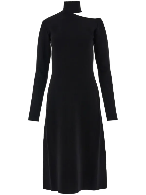 【送料&関税込】Ferragamo Midi Black Dress With Cut-out And Ferragamo cut-out Detailed Midi Dress | Black | FARFETCH