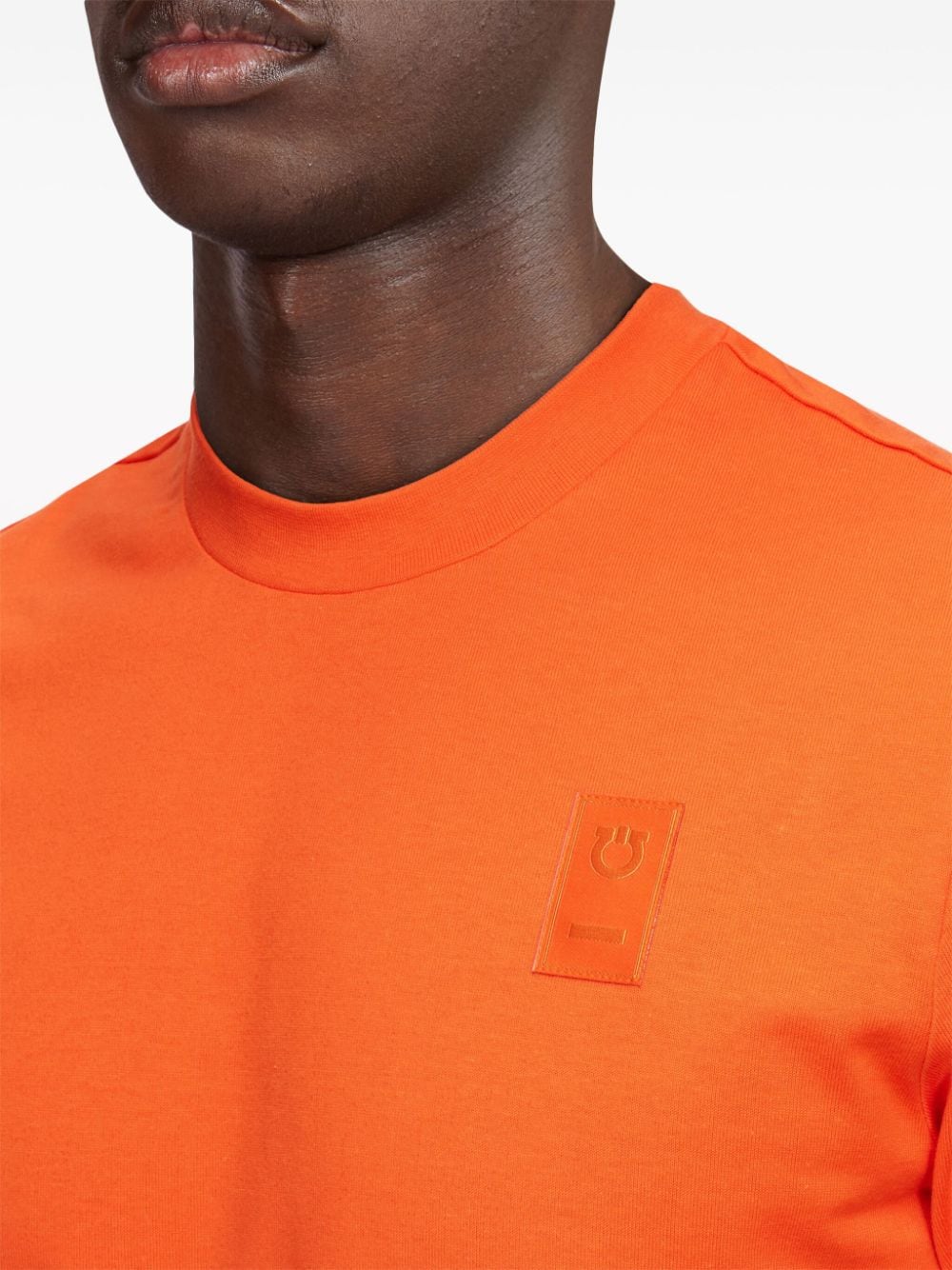 Shop Ferragamo Logo-appliqué Cotton T-shirt In Orange