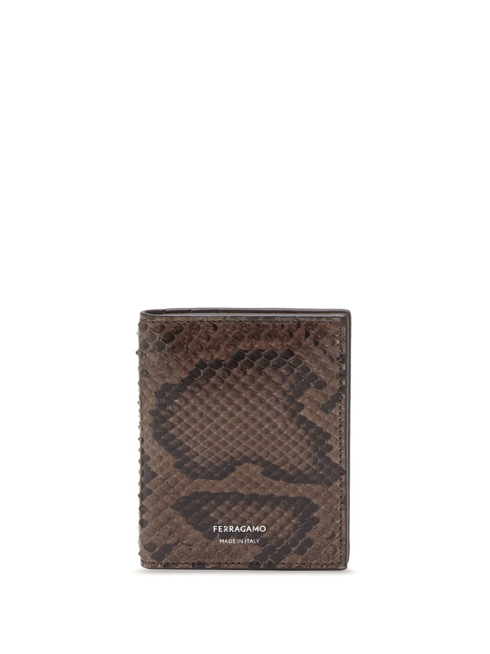 Ferragamo Bi-fold Snakeskin-effect Cardholder In Brown